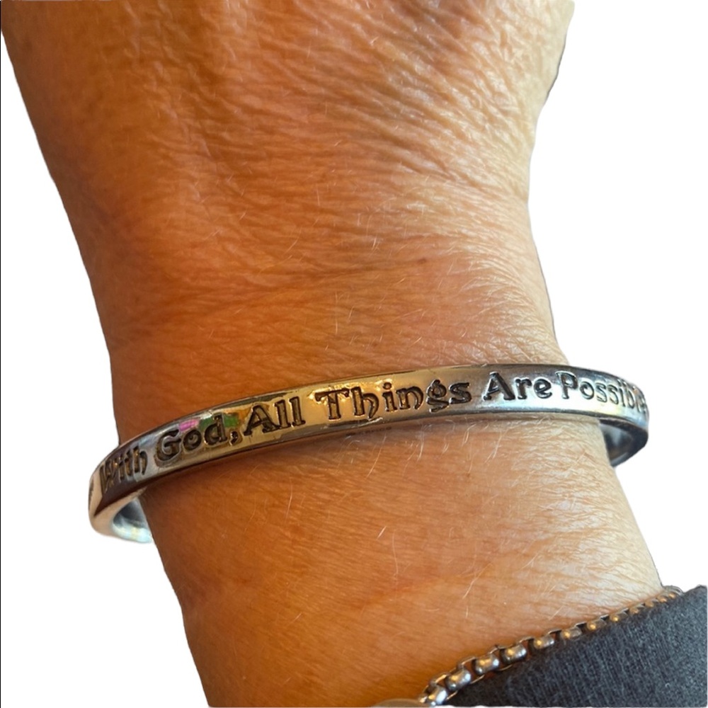 Christian Silver Tone Bracelet
